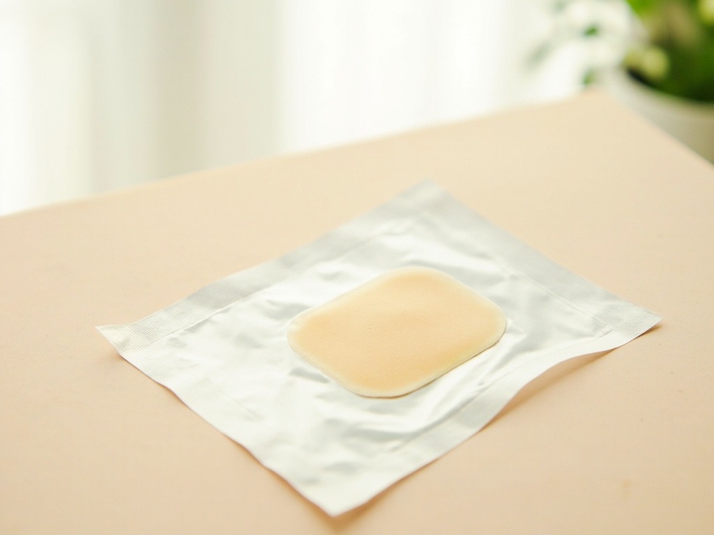 From Sample to Production: A 90-Day Patch OEM Timeline, Phase by Phase A small clean adhesive patch sample on a plain surface with soft side light and faint plant in background