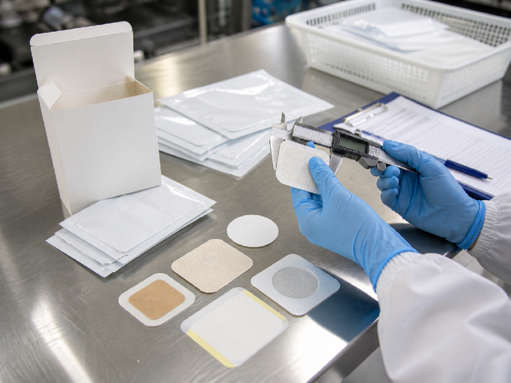 Private label health patch samples being reviewed for OEM production
